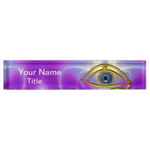 Porte-nom BLEU OYE Docteur, Ophtalmique, Symbole oculiste, V