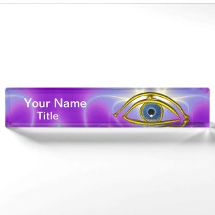 Porte-nom BLUE EYE Docteur,Ophtalmique,Symbole oculiste,Purp