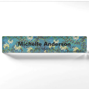 Porte-nom Blue Floral Patal Professional Manager Moderne
