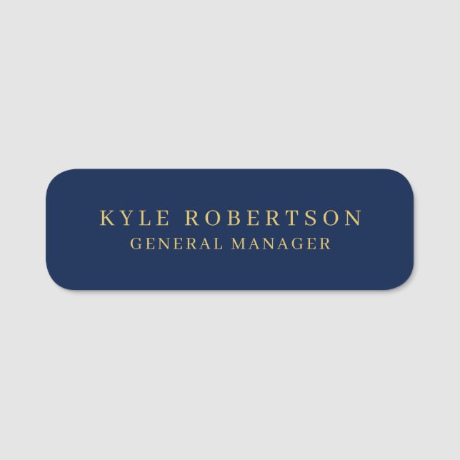 Porte-nom Blue Gold Professional Nom personnel tendance (Devant)