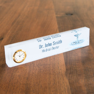 Porte-nom Blue Hermès Rod Water Ondule Caduceus Médicale
