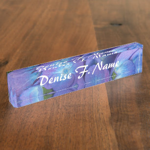 Porte-nom Blue Hydrangea Personnalisé Floral
