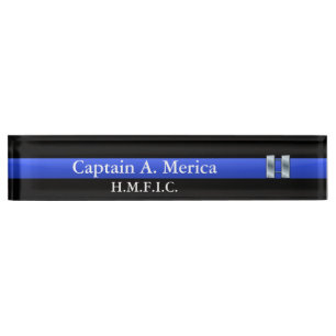 Porte-nom Blue Line mince - capitaine Bars Rank