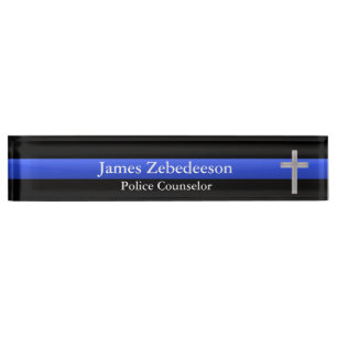 Porte-nom Blue Line mince - croix de conseiller