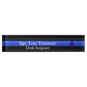 Porte-nom Blue Line mince - grade de rayures de sergent