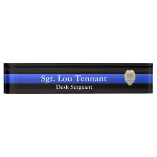Porte-nom Blue Line mince - grade d'insigne de sergent