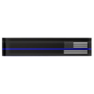Porte-nom Blue Line mince - la police de police diminue