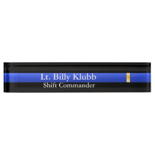 Porte-nom Blue Line mince - lieutenant Rank