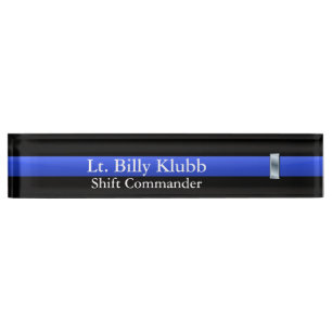Porte-nom Blue Line mince - lieutenant Rank