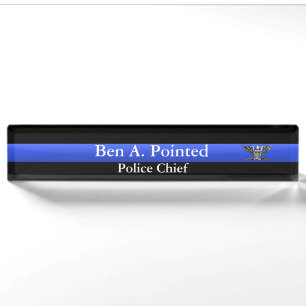 Porte-nom Blue Line mince - plein grade en chef d'Eagle