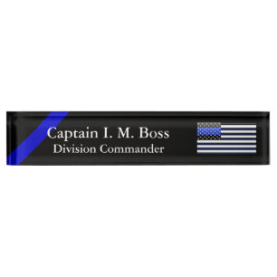Porte-nom Blue Line mince propre croquant diminuent