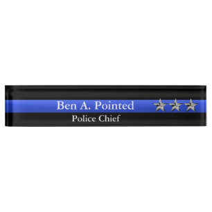 Porte-nom Blue Line mince - rang d'étoile du chef trois