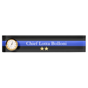 Porte-nom Blue Line mince - rang d'étoiles du chef 2