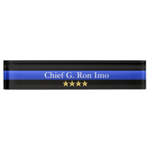 Porte-nom Blue Line mince - rang d'étoiles du chef quatre