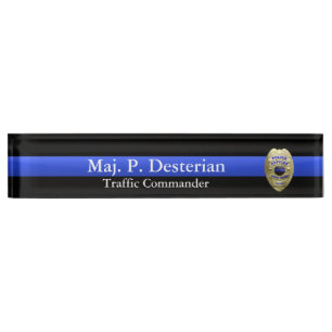 Porte-nom Blue Line mince - salut la police superbe de