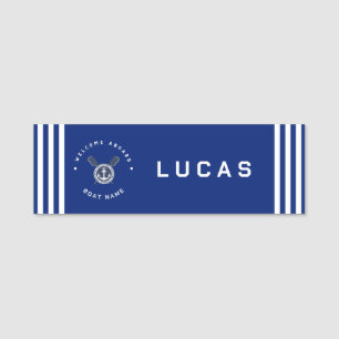 Porte-nom Blue Navy Ancre nautique club de yacht club équipe