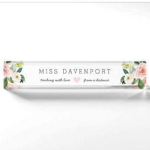 Porte-nom Blush Rose Floral Distance Apprentissage enseignan