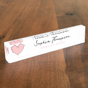 Porte-nom Bobby Pins Logo Coiffeuse Liste de styliste Pink B