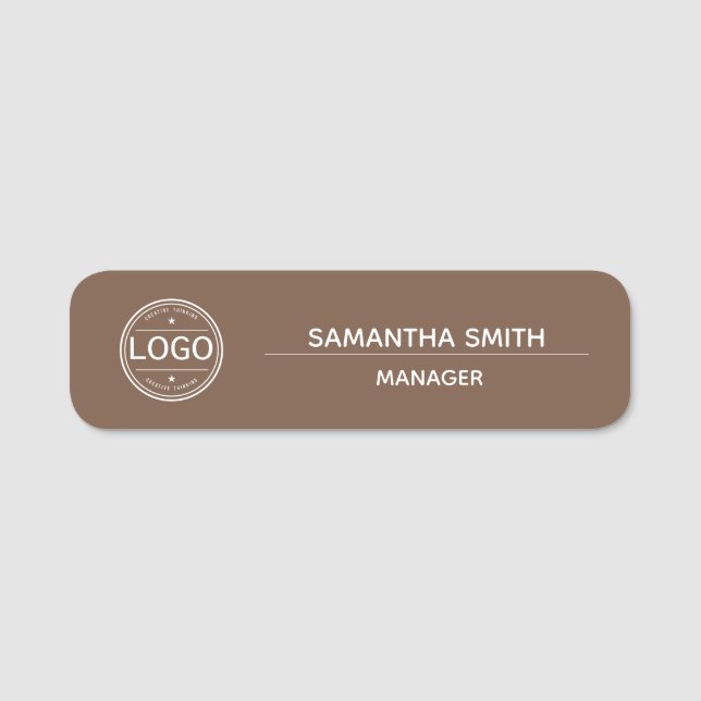 Porte-nom Boho Brown Business Logo Employee (Devant)