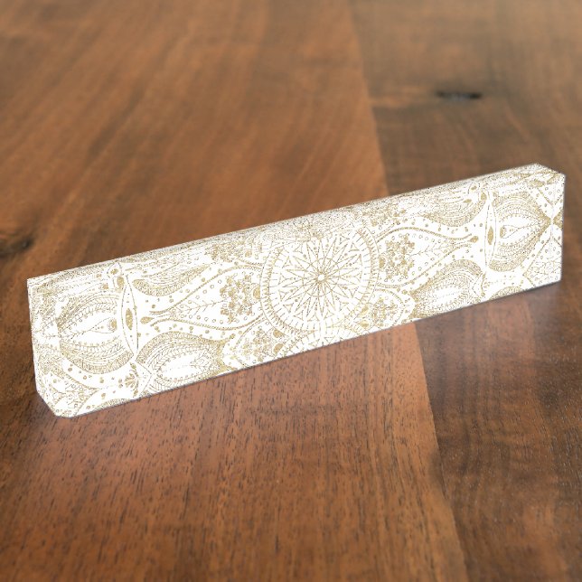 Porte-nom Boho Chic design de mandala en or (Taille)