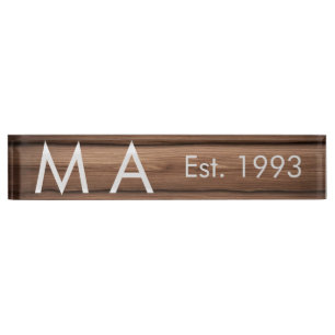 Porte-nom boho rustique Brown ajouter nom lettre année date 