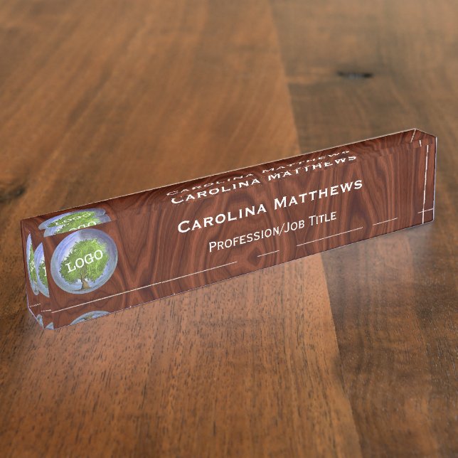 Porte-nom Bois du logo de l'entreprise (Taille)