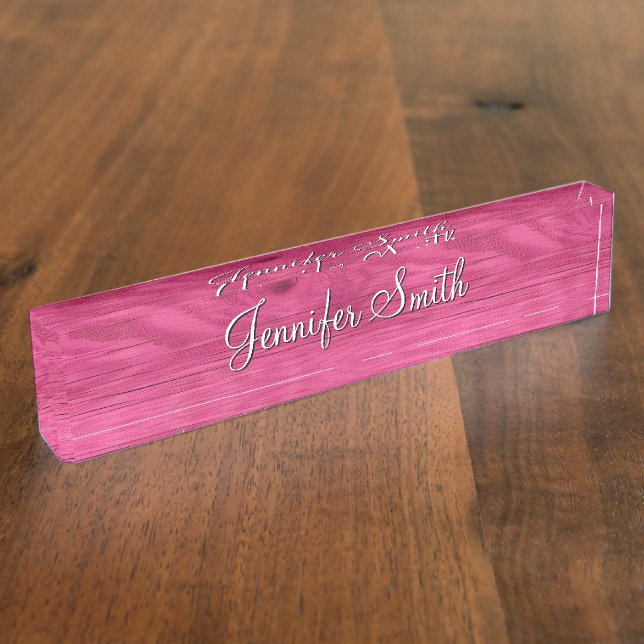 Porte-nom Bois Rose Chaud Faux (Taille)