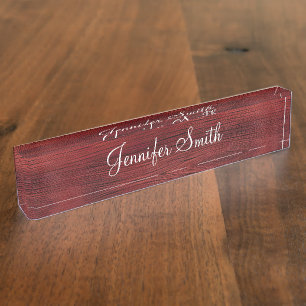 Porte-nom Bois rouge faux