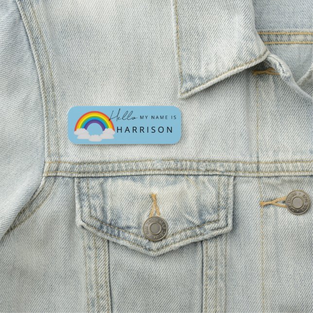 Porte-nom bonjour arc-en-ciel entreprise entreprise employé  (En situation)