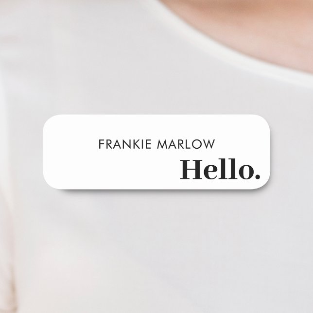 Porte-nom Bonjour  | Nettoyage moderne Simple Blanc Minimal (Créateur téléchargé)