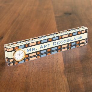 Porte-nom Bordure en verre verni Art déco