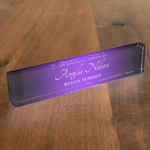 Porte-nom Bordure noire ombre bleu violet