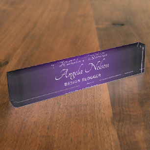 Porte-nom Bordure noire ombre royale violette