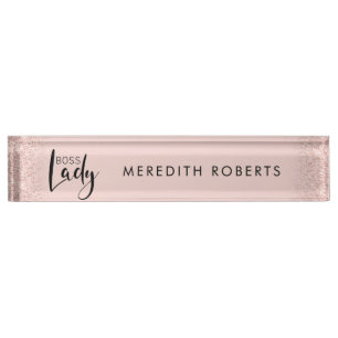 Porte-nom Boss Lady Rose Gold Blush Parties scintillant pers