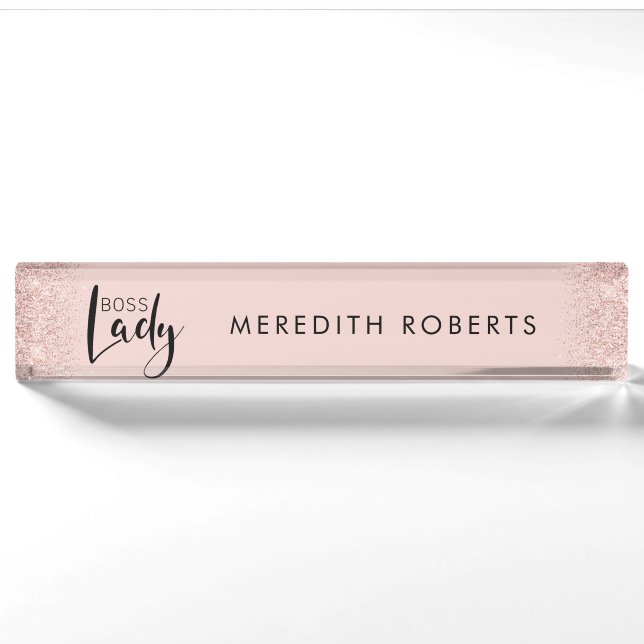 Porte-nom Boss Lady Rose Gold Blush Parties scintillant pers (Devant)