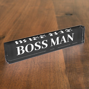Porte-nom Boss Man Gift Funny Nom Plate Personnaliser