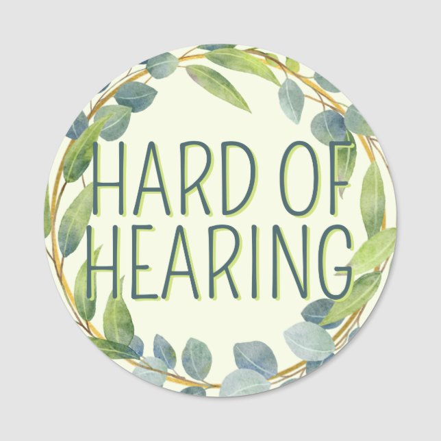 Porte-nom Botanical Hard of Hearing Green Deafness  (Devant)