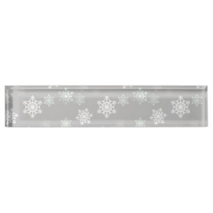 Porte-nom Bourrasques de neige blanches argentées de Noël