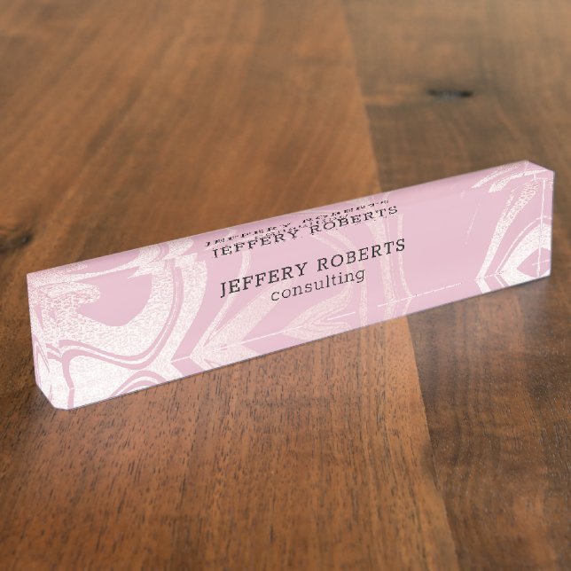Porte-nom Boutons de marbre rose arrière - plan plaque d'imm (Taille)
