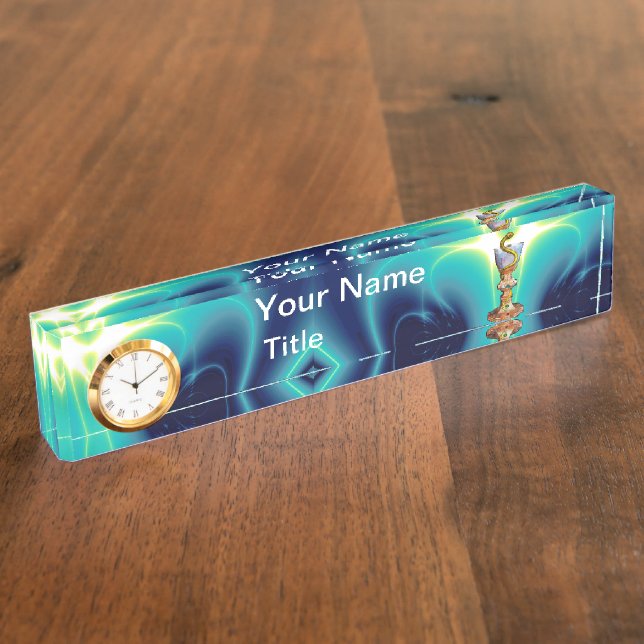 Porte-nom BOWL OF HYGEIA Medicine, Pharmacie, Bleu Turquoise (Taille)