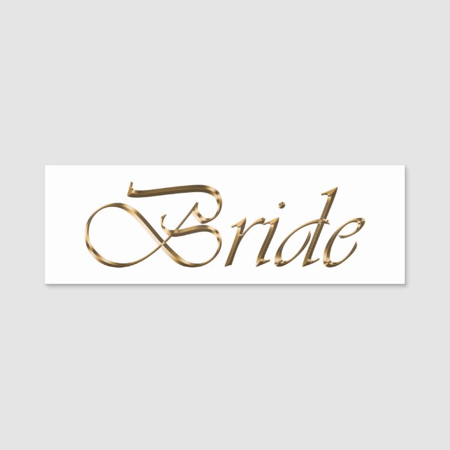 Porte-nom Bride or blanc élégant script calligraphie chic (Devant)