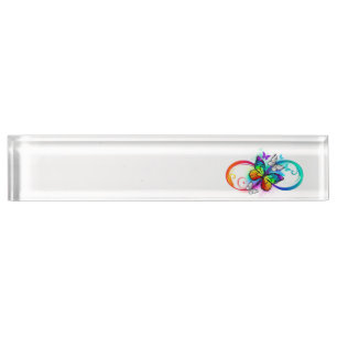 Porte-nom Bright infinity with rainbow butterfly