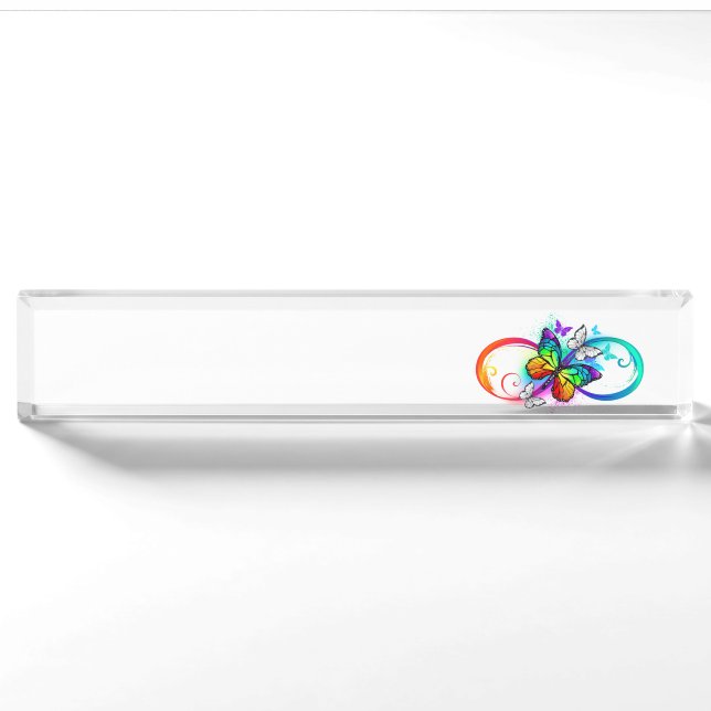 Porte-nom Bright infinity with rainbow butterfly (Devant)