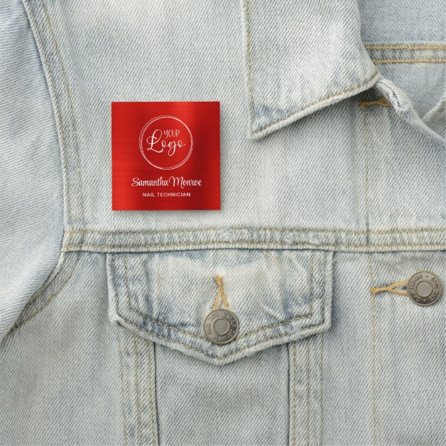 Porte-nom Bright Red Ombre Your Business Logo Ici (En situation)
