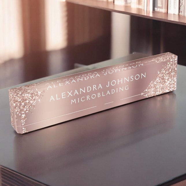 Porte-nom Brochures à microlames rose or rose Parties scinti (Créateur téléchargé)