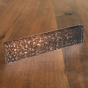 Porte-nom Bronze orange brun brun faux parties scintillant e