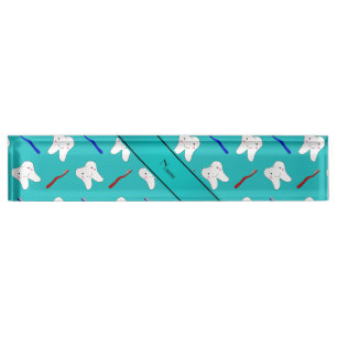 Porte-nom Brosses de turquoise et motif nommés faits sur