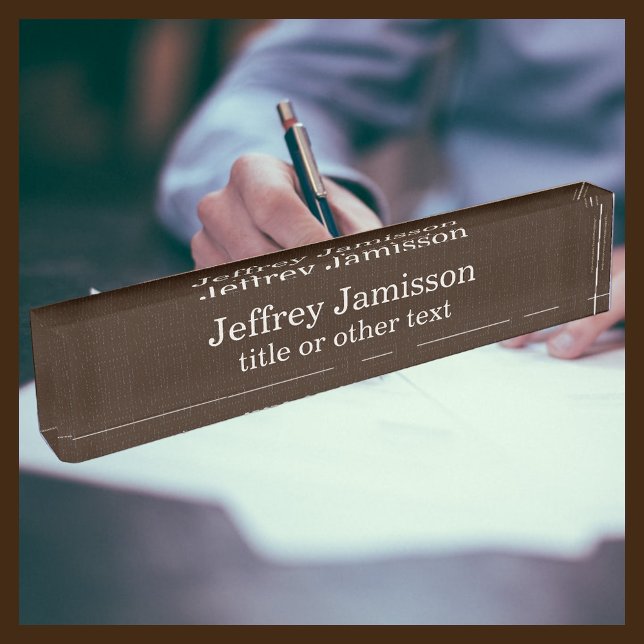 Porte-nom Brown Faux Texture Burlap Acrylique (Créateur téléchargé)