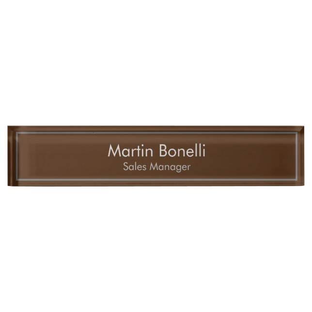 Porte-nom Brown Plain Simple Moderne Professionnel (Devant)