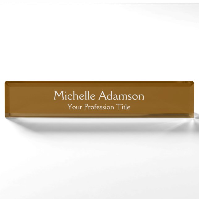 Porte-nom Brown Professionnel Plain Moderne (Devant)